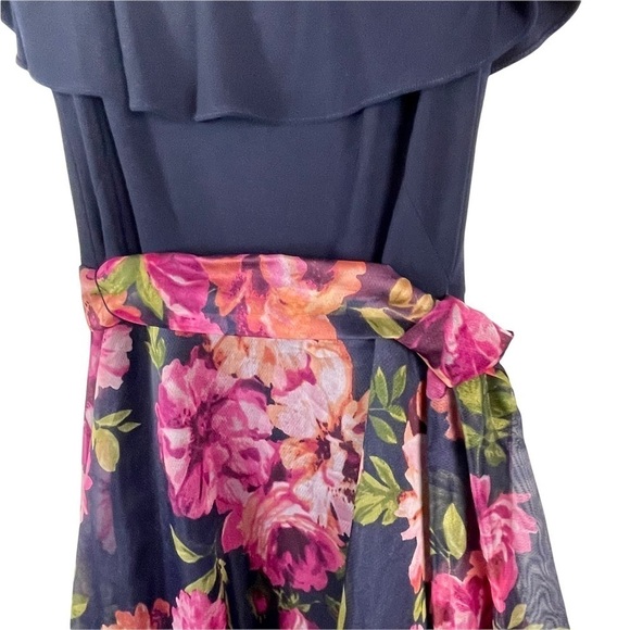 ELIZA J COLD SHOULDER FLORAL ORGANZA MAXI DRESS GOWN - Picture 10 of 15